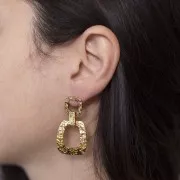 Colgantes rectangulares curvos martillados 25x22 mm - Acero inoxidable 316L dorado x2