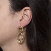 Colgantes ovalados irregulares martillados 27x17 mm - Acero inoxidable 316L dorado x2