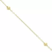 Cadena de malla Forçat con cuentas redondas de 3 mm - Acero inoxidable 304L Dorado x50cm