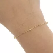 Cadena de malla Forçat con cuentas redondas de 3 mm - Acero inoxidable 304L Dorado x50cm