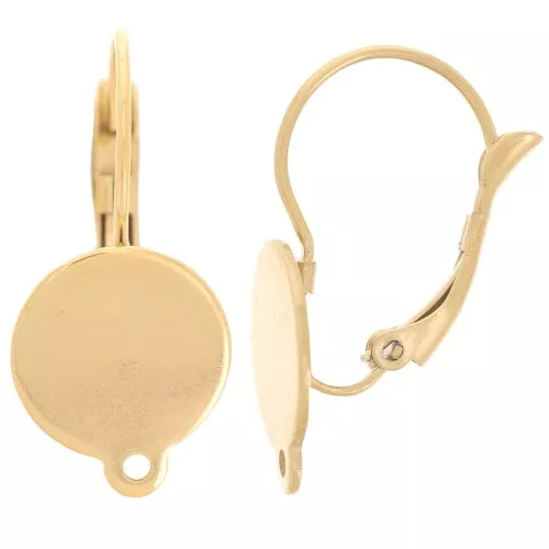 Ganchos pendientes 25 mm para cabujón 12 mm - Acero inoxidable dorado 304 x2