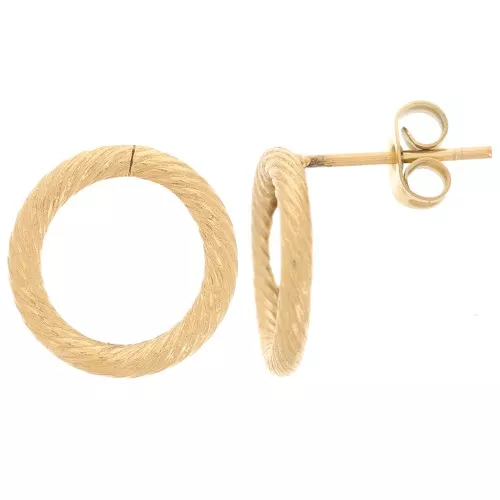 Pendientes huecos de 14 mm con efecto trenzado - Acero inoxidable dorado 304 x2
