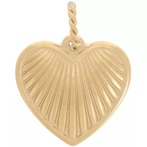 Colgante corazón acanalado 18 mm - acero inoxidable dorado 304 x1
