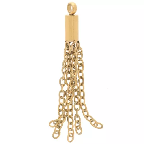 Colgante borla de cadena de 32 mm - acero inoxidable 304 dorado x1