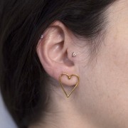 Pendientes Corazón Hueco 21x17 mm - Dorado x2
