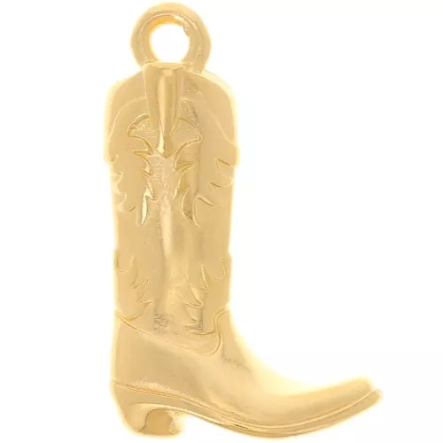 Colgante bota vaquera Santiag 22x14 mm - Dorado con oro fino x1