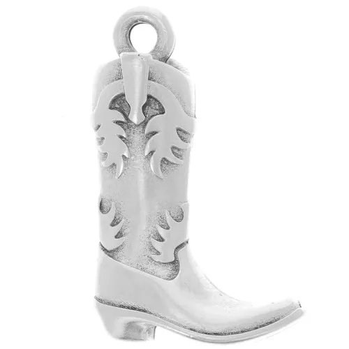 Colgante bota vaquera Santiag 22x14 mm - Chapado en plata de ley envejecida x1