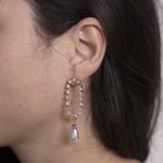 Colgante gota 18x7 mm imitación perla de agua dulce y CZ - Oro - Lila x1