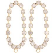 Pendientes ovalados 36x15 mm con óxidos de circonio -Oro - Cristal x2|raw }}
