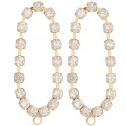 Pendientes ovalados 36x15 mm con óxidos de circonio -Oro - Cristal x2