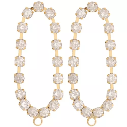 Pendientes ovalados 36x15 mm con óxidos de circonio -Oro - Cristal x2
