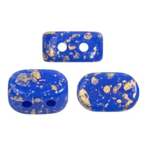 Cuentas de vidrio Lipsi® de Puca® 4x6 mm - Opaque Sapphire Gold Splash x10g