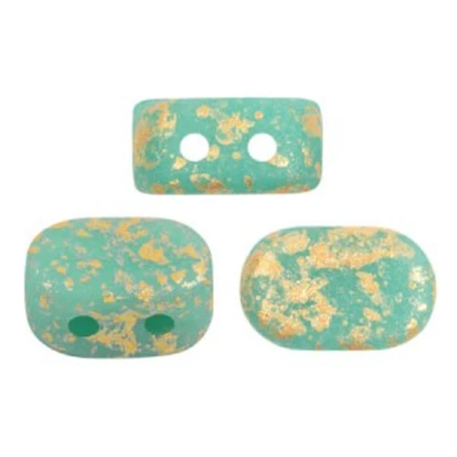 Cuentas de vidrio Lipsi® by Puca® 4x6 mm - Op Verde Turquesa Oro Splash Mat x10g