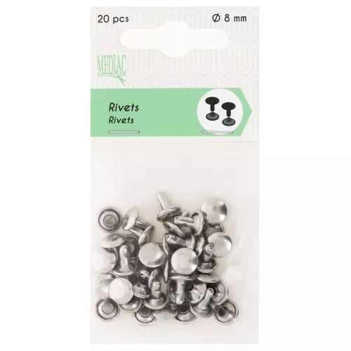 Remache 8 mm plateado x20