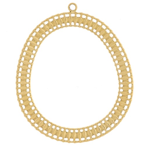 Colgantes ovalados irregulares 35x30 mm - Acero inoxidable 316L dorado x2