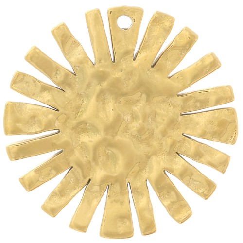 Colgante sol martillado de 15 mm - acero inoxidable dorado 316L x1