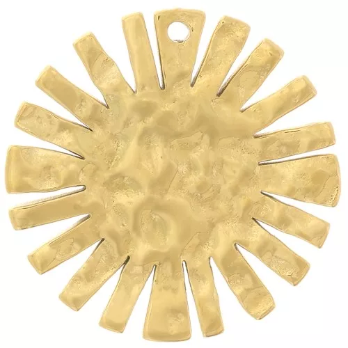 Colgante sol martillado de 15 mm - acero inoxidable dorado 316L x1