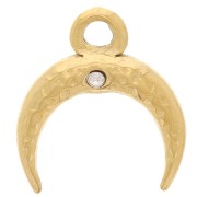 11x10 mm media luna cuerno y óxido de circonio encanto - 304L Dorado de acero inoxidable x1