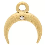 11x10 mm media luna cuerno y óxido de circonio encanto - 304L Dorado de acero inoxidable x1