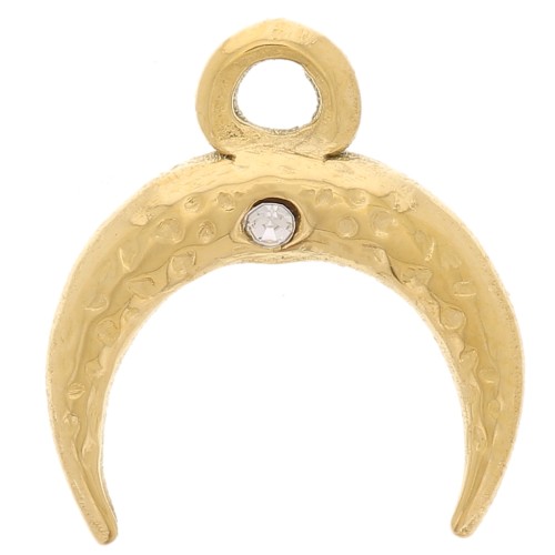 11x10 mm media luna cuerno y óxido de circonio encanto - 304L Dorado de acero inoxidable x1