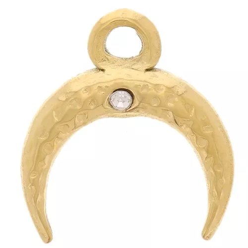 11x10 mm media luna cuerno y óxido de circonio encanto - 304L Dorado de acero inoxidable x1