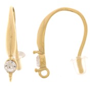 Pendientes de diseño de 18 mm con óxido de circonio - Acero inoxidable dorado 304L x2