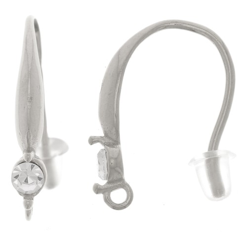 Pendientes de diseño de 18 mm con óxido de circonio - Acero inoxidable 304L x2