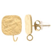 Pendientes cuadrados martillados 13x10 mm - Acero inoxidable 316L Dorado x2