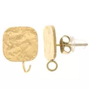 Pendientes cuadrados martillados 13x10 mm - Acero inoxidable 316L Dorado x2