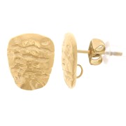 Pendientes trapecio martillado 11x9 mm - Acero inoxidable dorado 304L x2|raw }}