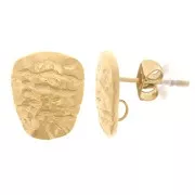 Pendientes trapecio martillado 11x9 mm - Acero inoxidable dorado 304L x2