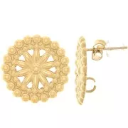 Pendientes roseta de 17 mm con bolitas - Acero inoxidable dorado 304L x2