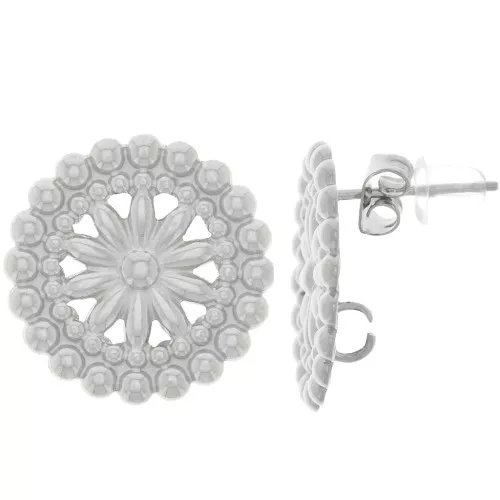 Pendientes rosetón de 17 mm con bolitas - Acero inoxidable 304L x2