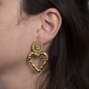 Pendientes rosetón de 17 mm con bolitas - Acero inoxidable 304L x2