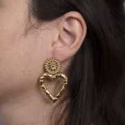 Pendientes rosetón de 17 mm con bolitas - Acero inoxidable 304L x2