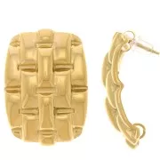 Pendientes rectangulares 29x20 mm - motivo trenzado - acero inoxidable dorado 304L x2