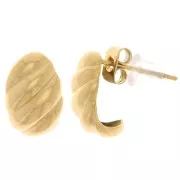 Pendientes ovalados curvos 13x8 mm efecto trenzado - Acero inoxidable chapado en oro 304L x2