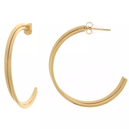 Aros abiertas de 2 hilos de 36 mm de acero inoxidable 304L dorado x2