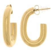 Pendientes de aro oval grueso - alambre redondo 27 mm - Acero inoxidable 304L Dorado x2|raw }}