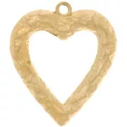 Colgantes corazón martillado 34x30 mm - Acero inoxidable 304L Dorado x2