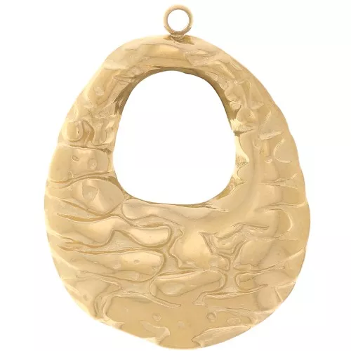 Colgantes ovalados martillados 27x21 mm - Acero inoxidable 304L Dorado x2