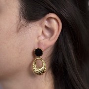 Colgantes ovalados martillados 27x21 mm - Acero inoxidable 304L Dorado x2