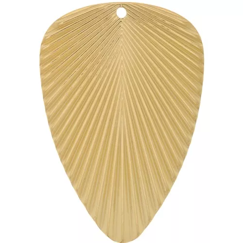 Colgante hoja 41x28 mm efecto plisado - Acero inoxidable 304L Dorado x1
