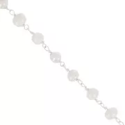 Cadena de fantasía de 4 mm con Cuentas de agua dulce - Plateado 925 x20cm