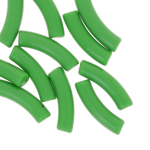 Perlas tubo curvadas de acrílico opaco 32x8 mm - Verde x6
