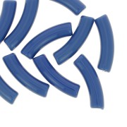 Cuentas de tubo curvadas de acrílico opaco 32x8 mm - Azul denim x6