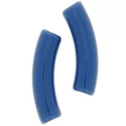Cuentas de tubo curvadas de acrílico opaco 32x8 mm - Azul denim x6