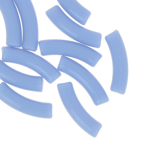 Perlas tubo curvadas de acrílico opaco 32x8 mm - Azul cielo x6