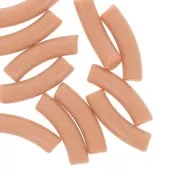 Perlas tubulares curvadas 32x8 mm en acrílico opaco - Marrón claro x6