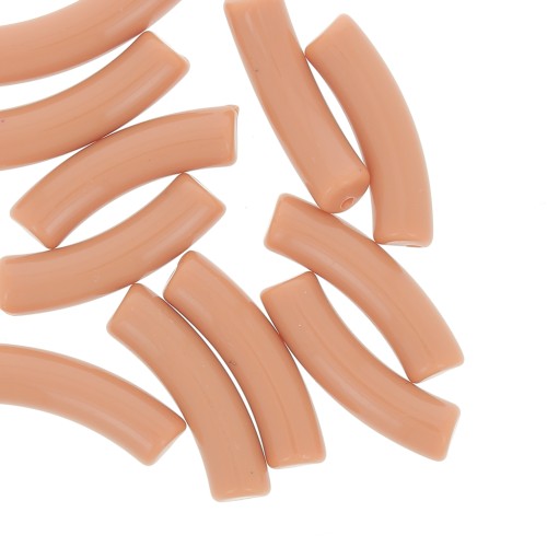 Perlas tubo curvadas de acrílico opaco 32x8 mm - Marrón claro x6